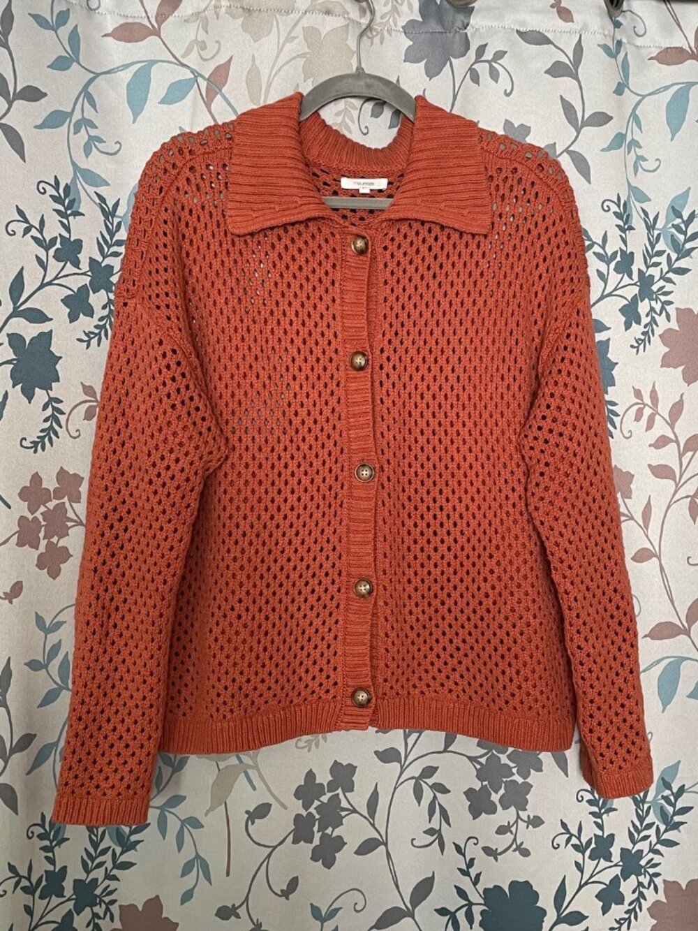 Open Knit Collared Cardigan